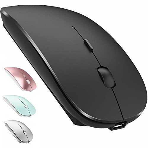LEAPEST Kabellose Bluetooth Maus für MacBook Pro/Air/Mac/iPad/Laptop/Desktop/Mac/PC/Computer/Telefon - Tragbare schlanke, leise Büromäuse mit USB-C-Adapter 2,4 GHz -Mäuse Kabellos (Schwarz)