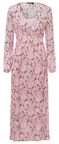 Marc Aurel Langarm Kleid V-Ausschnitt Paisley Muster rosa Größe 40
