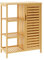 sogesfurniture Badschrank Bambus, Badezimmerschrank, Beistellschrank mit 4 Ablagen und Lamellentür Aufbewahrungsschrank für Badezimmer, Wohnzimmer, Küche, 66x33x87cm