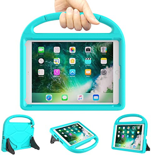 TrendGate iPad 9,7 Hülle für Kinder - Leichte Stoßfeste Schutzhülle Mit Griff und Ständer für iPad 6./5. Generation, Air, Air 2, Pro 9,7 Zoll Tablet (2018/2017) - Türkis