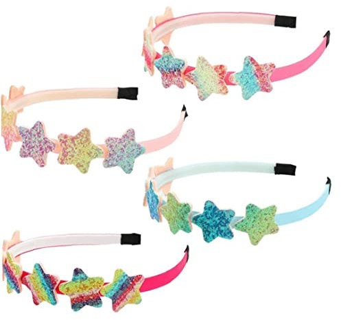 Haowul 4pcs Girls Stirnbänder Star Glitzer Haarbänder Für Kleinkinder Leuchtende Farben Regenbogen Kinder Kopfbänder