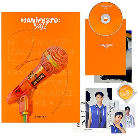 ENHYPEN - [MANIFESTO : DAY 1] (M Ver.) Package + Photo Book + CD-R + Photo Card + Postcard + Message Card + Can Badge + Instant Sticker + Poster With Lyrics + 2 Pin Button Badges + 4 Extra Photocards
