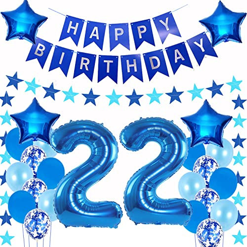 Luftballons 22. geburtstag mann deko blau,Geburtstagsdeko 22 jahre mann,Folienballon 22 Geburtstag Dekoration männer,deko 22. Geburtstag Mann Deko blau,geburtstags banner 22 deko