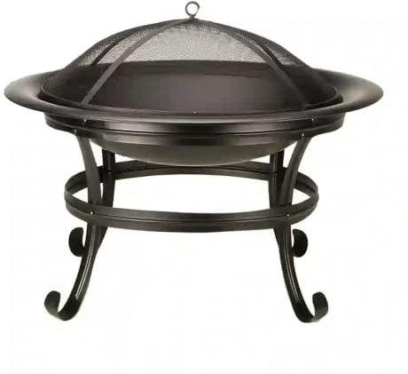 Outiror - Brasero Extérieur + Couvercle en Maille - en Acier - Diamètre 75 cm - Hauteur 59 cm - Noir