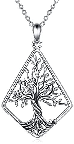 URONE Tree of Life Necklace 925 Sterling Silver Tree of Life Pendant Necklace Life Tree Jewellery Gift for Women