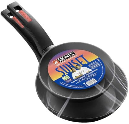 Monix Sunset | Set 2 sartenes 22-26 cm, Aluminio Forjado, Antiadherente libre de PFOA, Mango Ergonómico de Baquelita, Aptas para todo tipo de Cocinas, Incluida Inducción