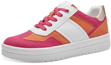 MARCO TOZZI Damen Sneaker flach mit dicker Sohle Vegan, Mehrfarbig (White/pink), 37 EU