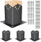 4 x Holzzaun-Pergola-Pfosten-Basishalterungen, robust, schwarz, Pfostenanker, Basishalterungen für Deckgeländer, Briefkasten, 10 x 10 cm (Innengröße 8,9 x 8,9 cm)