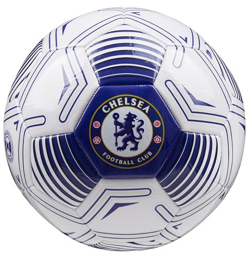 Chelsea F.C. Football Soccer Ball for Adults Teenagers Kids Training Football Size 3, 4 or 5 Merchandise (White/Blue, Size 4)