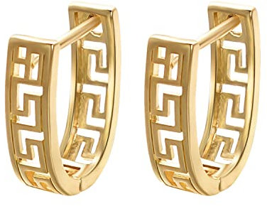 JOLCHIF Griechischer Schlüssel Ohrringe Gold Creolen U Form 14k Vergoldet Griechische Ohrringe Antiker Schmuck