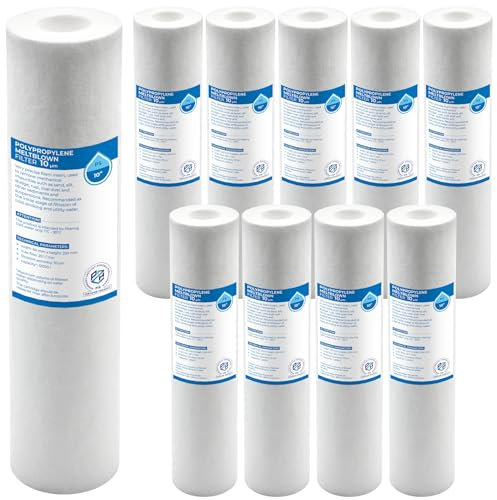 Filtro a Sedimenti in Polipropilene 10 – Set 10 Pezzi, 50µm | Cartucce per Acqua Potabile, rimozione efficace di particelle di sporco e impurità dall’acqua – Durata fino a 6 mesi
