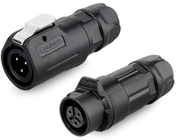 Conector industrial estanco IP68 CNLINKO LP-12 Conector circular rápido de enchufe rápido Carcasa de plástico PBT Conector de aviación M12 Macho y Hembra de 2 a 8 pines (3 pines)