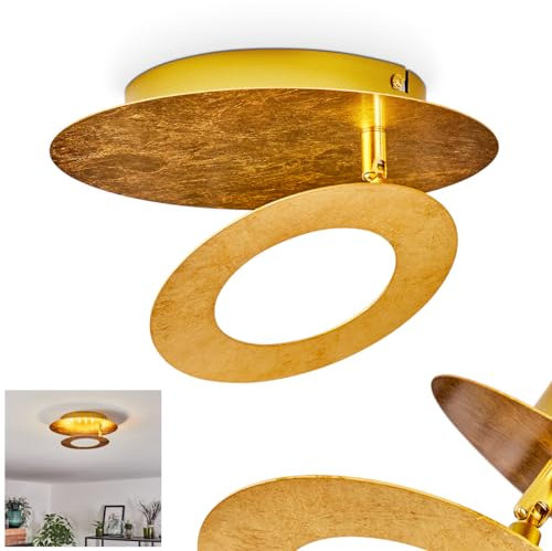 HOFSTEIN LED Deckenleuchte Sunrise, moderne Deckenlampe aus Metall in Goldfarben, Leuchte mit verstellbarem Schirm und tollem Lichteffekt an der Decke, LED 8 Watt, 550 Lumen, 3000 Kelvin