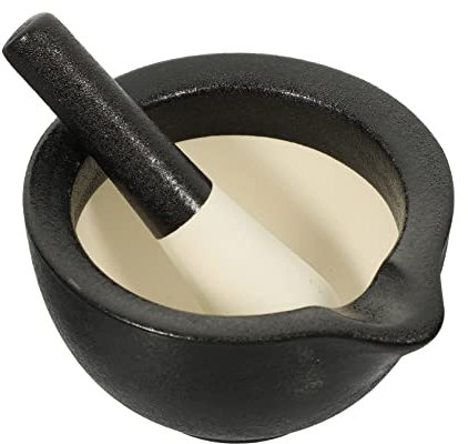 HOMSFOU 1 Satz Mahlbecher Mit Mahlstab Mini Säuglingsanzug Pfeffermühle Eine Knoblauchpresse Medizin Fleischwolf Knoblauchmörser Kleine Marmorschale Schüssel Keramik Baby