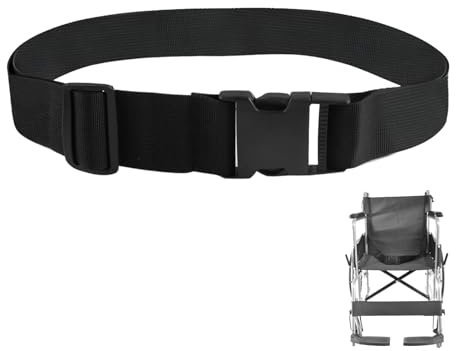 Rollstuhl Sicherheitsgurt mit Schnalle Rollstuhlgurt Anschnallgurt Verstellbarer Rollstühle Sicherheit Gurt für Ältere Menschen Senioren Patienten Rollstuhlfahrer, Schwarz, 180 × 5 cm
