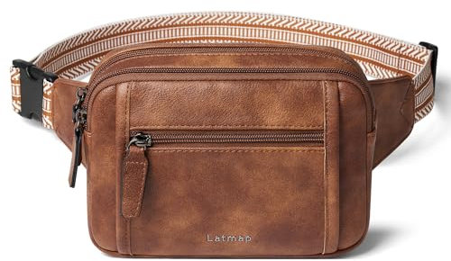 LATMAP 3L Bauchtasche Damen, Crossbag Damen Klein Sling Bag PU Leder Fanny Pack Brusttasche Diebstahlsicher