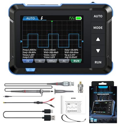HEBEOT For FNIRSI DSO153, Portable Oscilloscope with Signal Generator, 1MHz Bandwidth, 2.8-inch 320 * 240 Resolution High-definition LCD Screen (Upgraded)