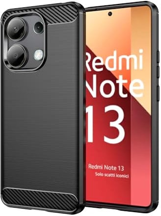 Folmecket Xiaomi Redmi Note 13 4G Case, Carbon Fiber Scratch Resistant,Shock Absorption Soft TPU Rubber Protective Cell Phone Cover for Redmi Note 13 4G 6.67 Black