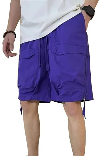 New front Bermuda Cargo Uomo Costume da Bagno Uomo Pantaloncini da Uomo Ad Asciugatura Rapida Costume da Spiaggia da Uomo Tasche Coulisse Regolabile Sport Casual Vacanze Piscina Viola XL