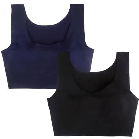 MOONBADI Sport BH blau+schwarz Damen Mittle Halt Sport BH Push up Yoga Bra Nahtlose Ohne Buegel mit Abnehmbaren Gepolstert BH für große Brust 95C