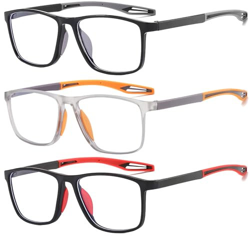 Fsread Lesebrillen Herren 3er Set Sportliches Design, Bequeme und flexible Leichte Blaulichtblockierende Lesehilfe für Herren +3.0