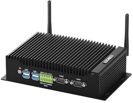 ESIMOER Mini PC Industriale Fanless PC Core i7 10510U, Dual HD+DP Triplo Display Mini Computer Win 11 Pro, 32GB RAM 1TB SSD, 2 RJ45 LAN 2 RS232 COM 6 USB GPIO WiFi BT