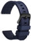 WOCCI 22mm Plaid Uhrenarmband, FKM Gummi Uhrenarmbänder, Schnellverschluss, Schwarze Schnalle (Blau)