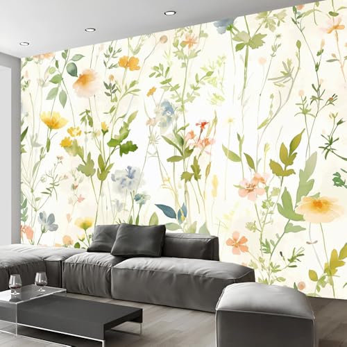 Wandgemälde Selbstklebend Tapete, Aquarell Wilde Blumen Wandbild Wanddruck Aufkleber Wandbilder, Wandtapete Moderne Wand Schlafzimmer Wohnzimmer Abnehmbare Wandgemälde Für Benutzerdefinierte