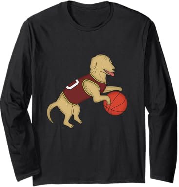 Dog playing basketball with jersey Long Sleeve T-Shirt