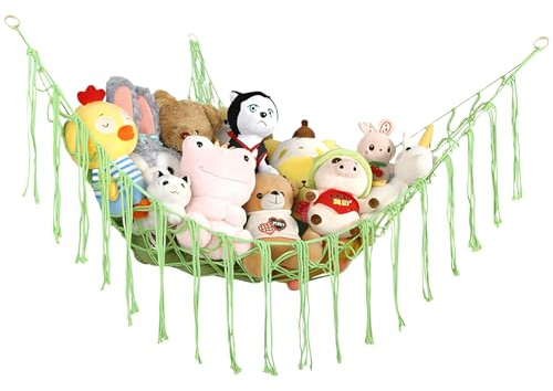 Hängematten-Spielzeug für Kuscheltiere, Kinderzimmer Hängend Spielzeug Organizer für Kinderzimmer Deko, 150 * 100 * 100cm Aufbewahrung, Hellgrün