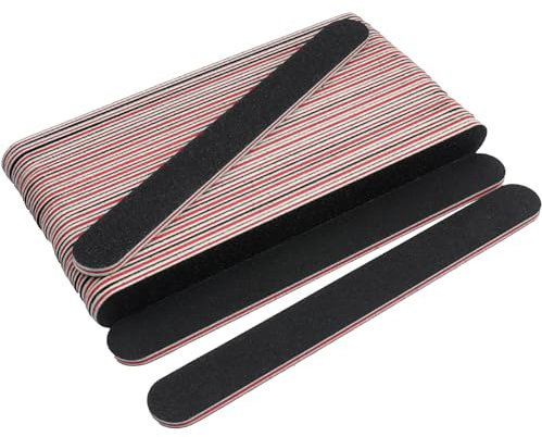 BEILUBANG 25PCS Double-Sided Nail File, Nail File, Non-injurious Nail File, Professional Double-Sided Sharpening Plate, Home polishing File Set, Home, Salon grit (Red Heart Straight Edge Shape)