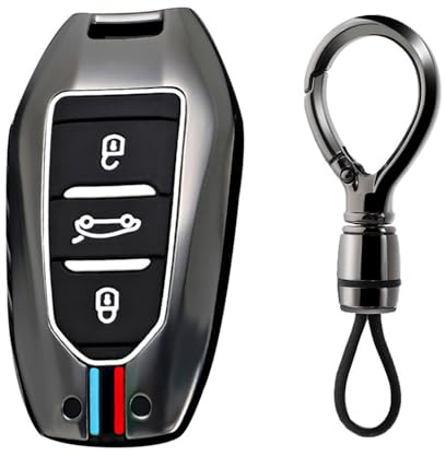 Ysbxitu Schlüsselhülle keyless go Schutz Schlüssel Gehäuse kompatibel mit Peugeot 208 3008 308 5008 508 für Citroen DS3 DS4 DS5 C3 C5 Schutzhülle Schlüssel Cover Funkschlüssel Auto-Zubehör B Schwarz