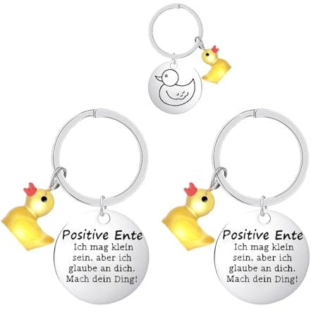 VARKAGE 2 Stück Positiv Ente Schlüsselanhänger Inspirierender Geschenk Schlüsselanhänger Glück Ente Geschenk Glücksbringer Schlüsselanhänger Mutmacher Geschenk zum Weihnachten für Freund, Familie