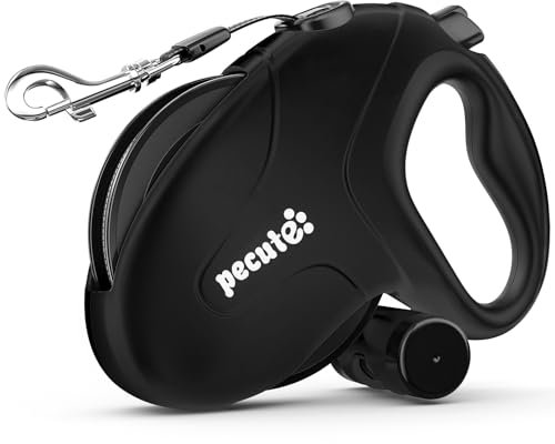 Pecute Hundeleine 10m, Rollleine für Hunde, 360° Verhedderungsfreier Leinenverlängerung, Anti-Rutsch-Griff und Schnellbremsknopf, Geeignet für Hunde bis zu 50kg Gewicht