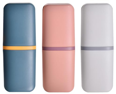miaomiao 3 Stück Zahnbürsten Etui, Kunststoff Zahnbürste Etui, Tragbar Reise Zahnbürste Set, Zahnbürstenbehälter für Zahnbürsten und Zahnpasta, für Camping Reisen,Zuhause (3 Farben)