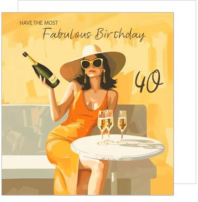 Edition Seidel Premium quadratische Glückwunschkarte zum 40. Geburtstag mit Umschlag. Geburtstagskarte Fabulous Birthday Billet Karte für Frau Freundin Kollegin Sekt Champagner Style (GQ391 SW025)