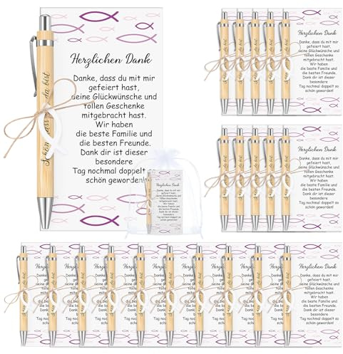 Tenare 20 Sets Konfirmation Kommunion Geschenk, Fisch Rosa, Holz Fisch | Holz Kugelschreiber, Stifte, Kommunion Karte, Organzabeutel, Schön Dass, Du Da Bist, Dankeschön Geschenke, Danke Karte