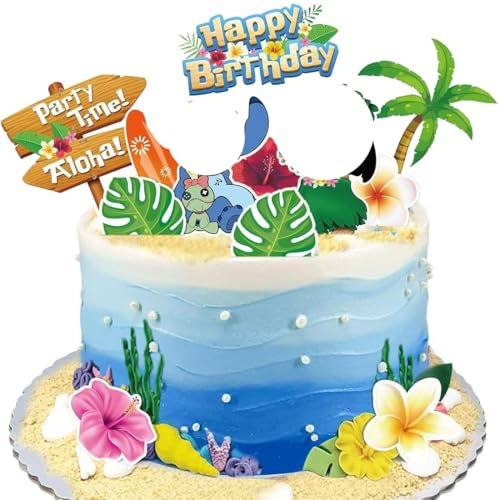 ChicAppeal 12 Stück Blue Kuchen Deko,Deko Geburtstag Mädchen Stitck Geburtstagsdeko Jungen Mädchen Cartoons Kuchen Topper Set für Birthday Party Dekoration Blue cartoon Cake Toppers zum Kinder(A)