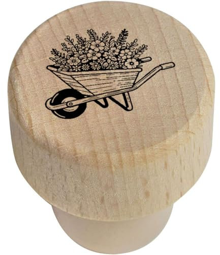 19mm 'Wheelbarrow Planter' Wooden Bottle Stopper/Cork (BS00030133)