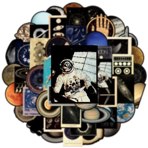 50 Pcs Celestial Stickers Laptop Car Scrapbook Phone Skateboard Suitcase Luggage Bike Universe Vinyl Waterproof Aesthetic Personalised Stickers for Teens Boys Girls Adults