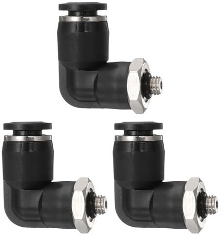 QUARKZMAN 3 Piezas De Conexión Rápida Neumática De 90 Grados M5x0.8 Roscado Macho X 6mm ID, Negro