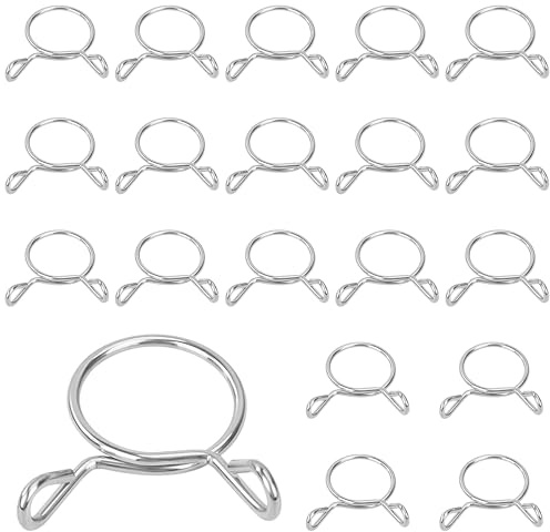 Songella Schlauchschellen Doppeldraht Federschlauchschelle 23mm 304 Edelstahl Kraftstoffleitung Befestigung Schellen für Auto Motorrad 20 Stück