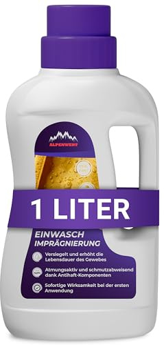 Alpenwert Imprägnierwaschmittel 1 Liter [Made IN Germany] | für Outdoor Bekleidung, Funktionskleidung, Skibekleidung, Gore-tex UVM. Imprägnier Waschmittel, Einwaschimprägnierung