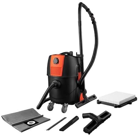 Dnipro-M Aspirapolvere industriale 1600 W per asciutto e bagnato, serbatoio 30 l, filtro autopulente, presa per utensili 2000 W, HEPA, tubo 3 m e serbatoio anticorrosione - VCW‑30SA Autoclean