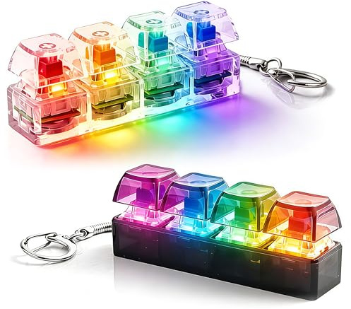 2 PCS Keyboard Fidget Toy, Keychain Keyboard, Durable PC Cool Gadgets, Stress Relief Desk Toy for Office, School, Travel, Compact Size(Colorful )