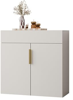 Mirjan24 Kommode mit Schublade Kerkin, Diele, Flur, Highboard, Mehrzweckschrank, Sideboard mit 2 Türen für Wohnzimmer (Sandbeige)