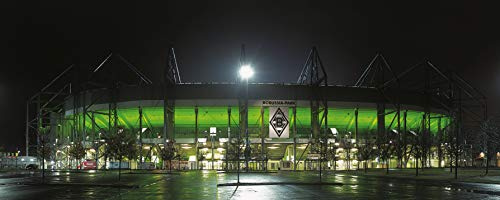 Blue-Letter Mönchengladbach Jumbo Stadion Panorama - hochwertiger FineArtPrint (240 cm x 100 cm)