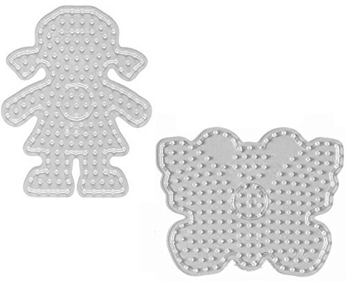 Hama MAXI Perlen - Stiftplatte 8207 Mädchen und 8218 Schmetterling + Dose 2500 Leuchtperlen in 6 Farben (Glow in The Dark)