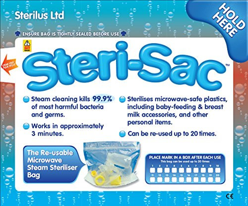 Steri-Sac Microwavable Steam Sterilising Bag 1 pack of 10 for £16.35.