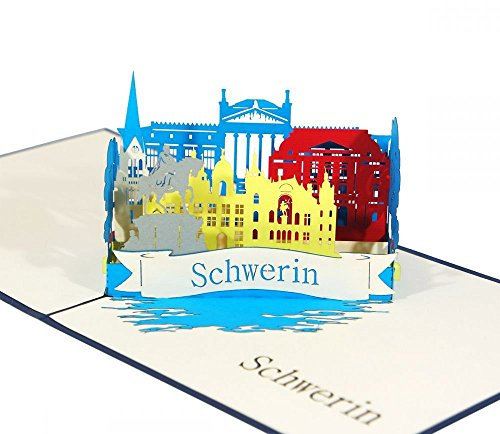 Schwerin - Klappkarte / 3D Pop-Up Karte - Reise-Gutschein, Grußkarte, Geburtstagskarte, Geldgeschenk, Glückwunschkarte, Gutschein-Karte, Urlaubskarte, Dankeskarte, Geschenkkarte, Andenken, Souvenir